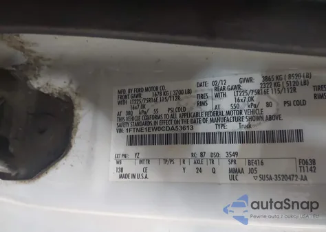 2012 Ford E-150 Commercial from USA, damaged, VIN 1FTNE1EW0CDA53613